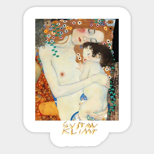 Gustav Klimt Mother and Child Art Nouveau Painting Sticker by Art2Wear